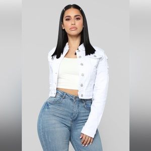 Fashion Nova Denim White Jacket Size Small